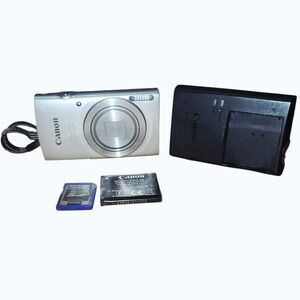 Canon PowerShot ELPH 160 20MP Silver Digital Camera 8x Zoom Tested Charger SD